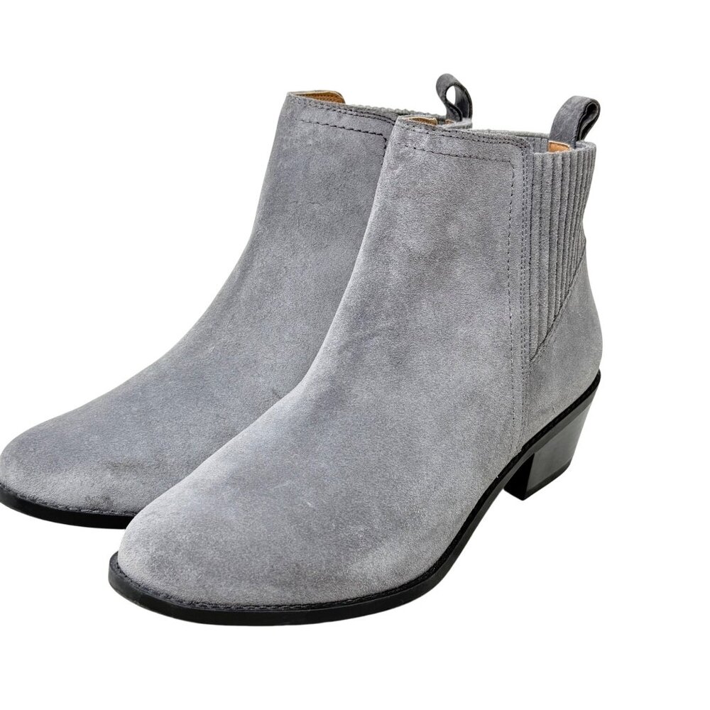 Vionic Womens Devon‎ Ankle Boots Sz 8 Gray Suede Clean Girl Quiet Luxury Classic